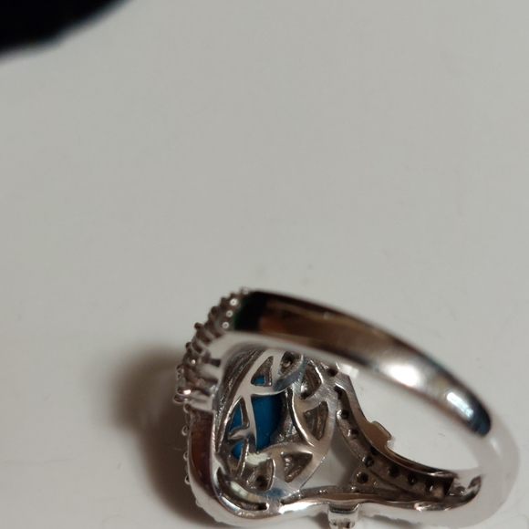 Genuine Paraiba Apatite Cluster Platinum/925 Size 6 - Picture 15 of 17